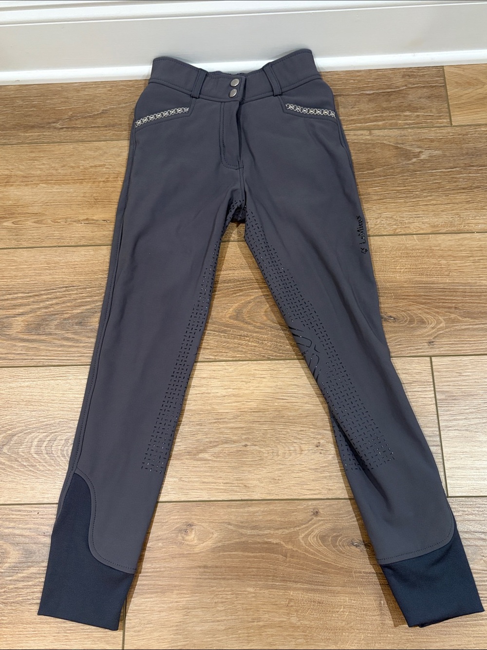 Kids Gray Full-Seat Riding Tights